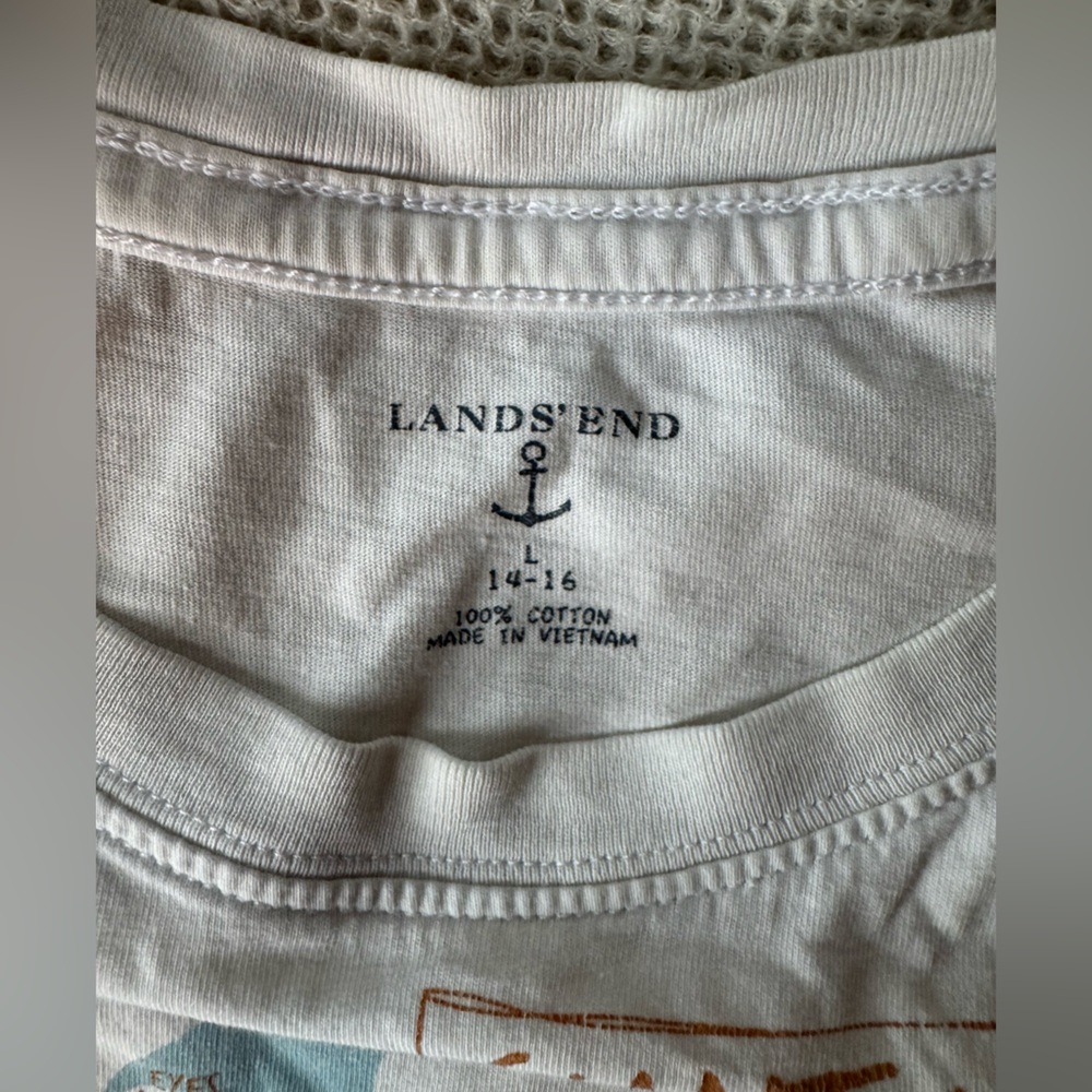 100% Cotton Lands' End Classic White Cotton T-Shirt - Picture 2 of 2